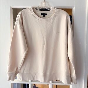 J.Crew Crewneck Sweatshirt SZ S Womens Ivory Embroidered Logo Cotton Fleece